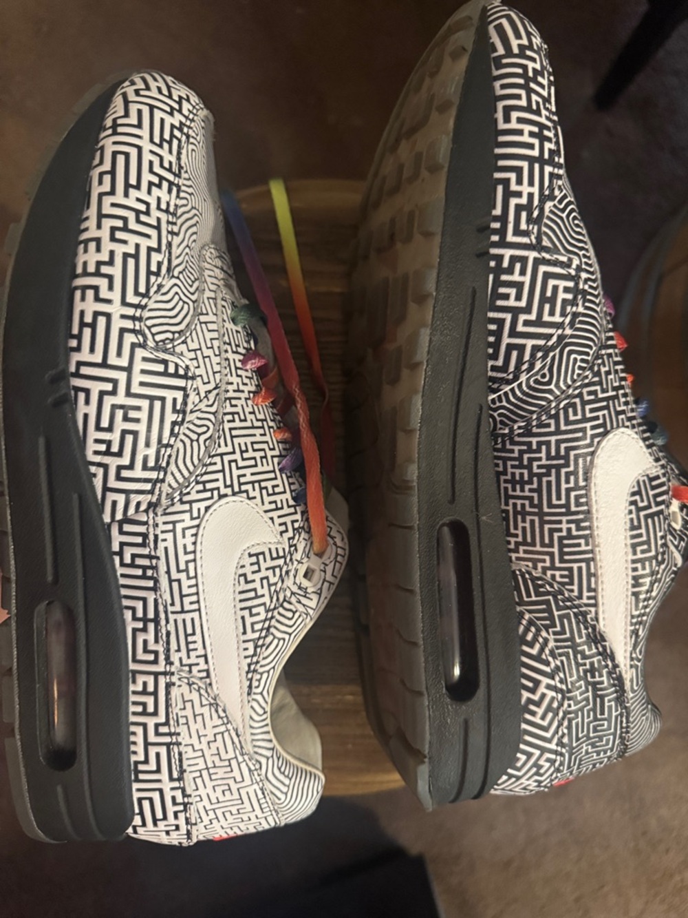 Nike Low Top Sneakers - Black & White with Rainbow Laces - Picture 5 of 16